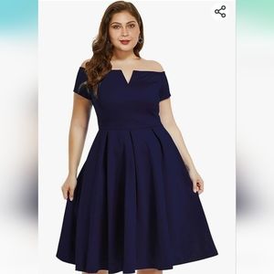 Blue off the shoulder 3x cocktail dress